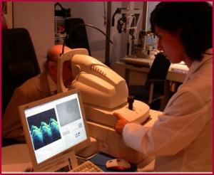 Performing of the OCT (Optical Coherence Tomography) at the IOA.